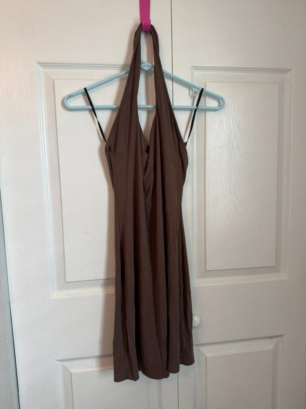 SHEIN Brown One-Shoulder Halter Midi Dress